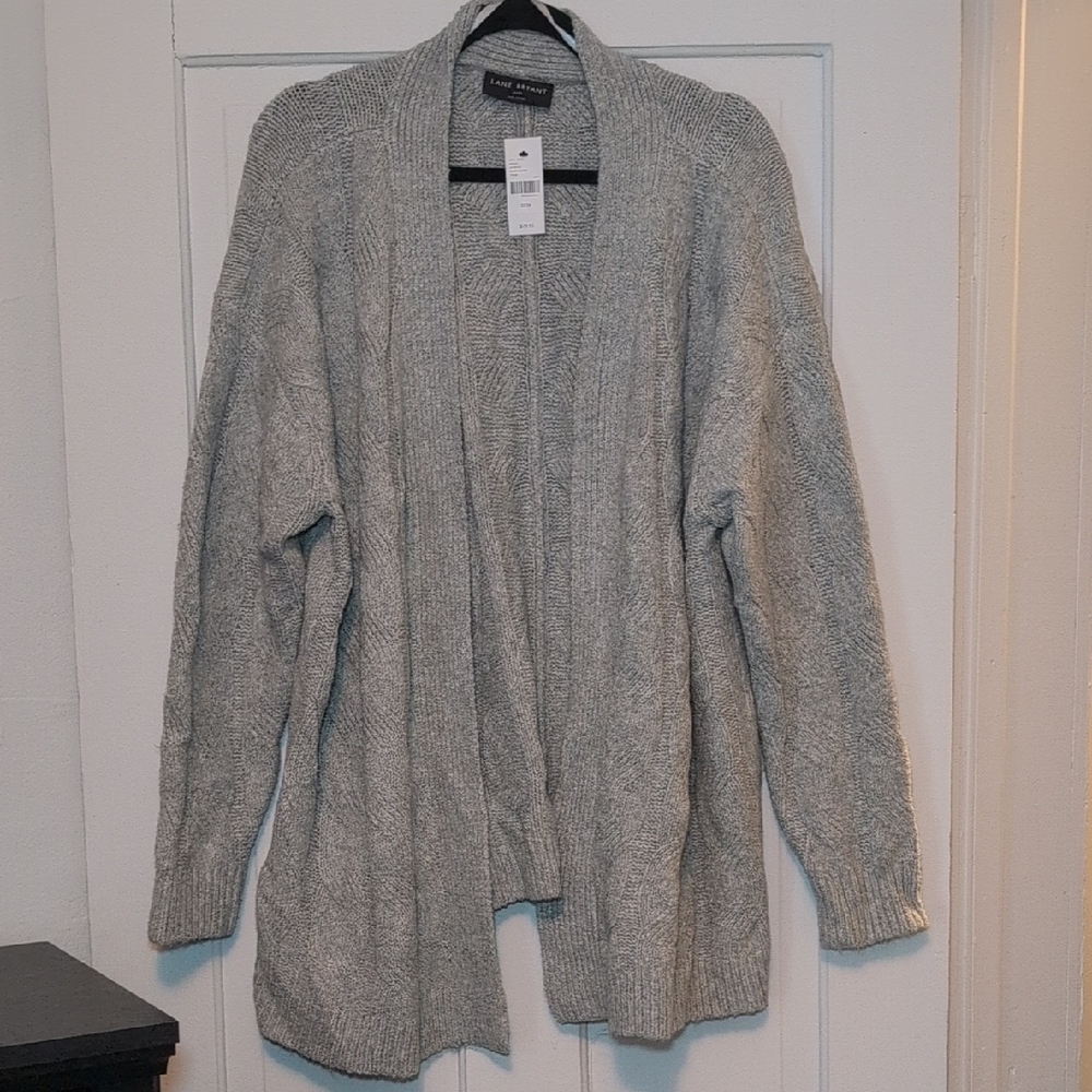 Lane Bryant Heather Gray Open Cardigan